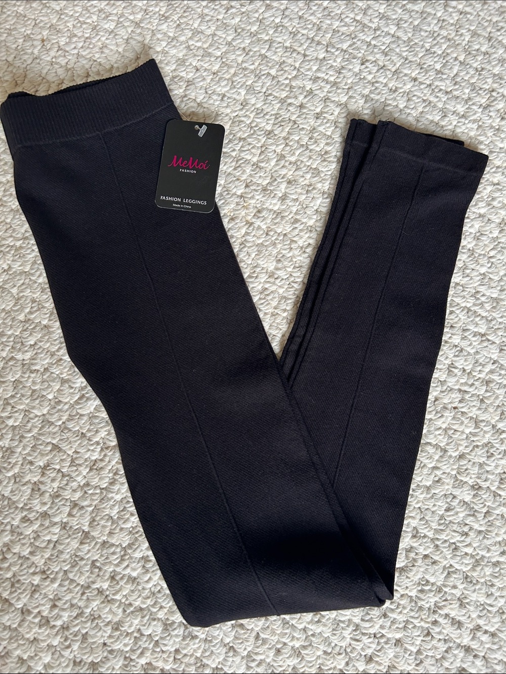 MeMoi Fashion Sketch Black Ribbed Stretch Ladies Leggings